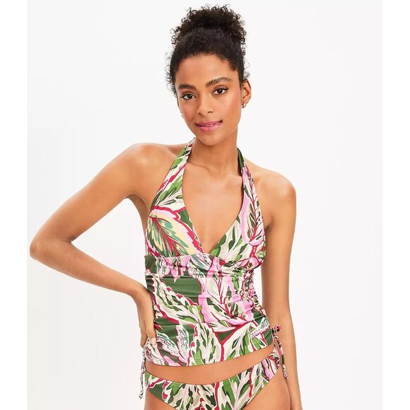 Ann Taylor Loft Beach Side Tie Halter 2PC Tankini Set Swimsuit XL - Picture 2 of 4